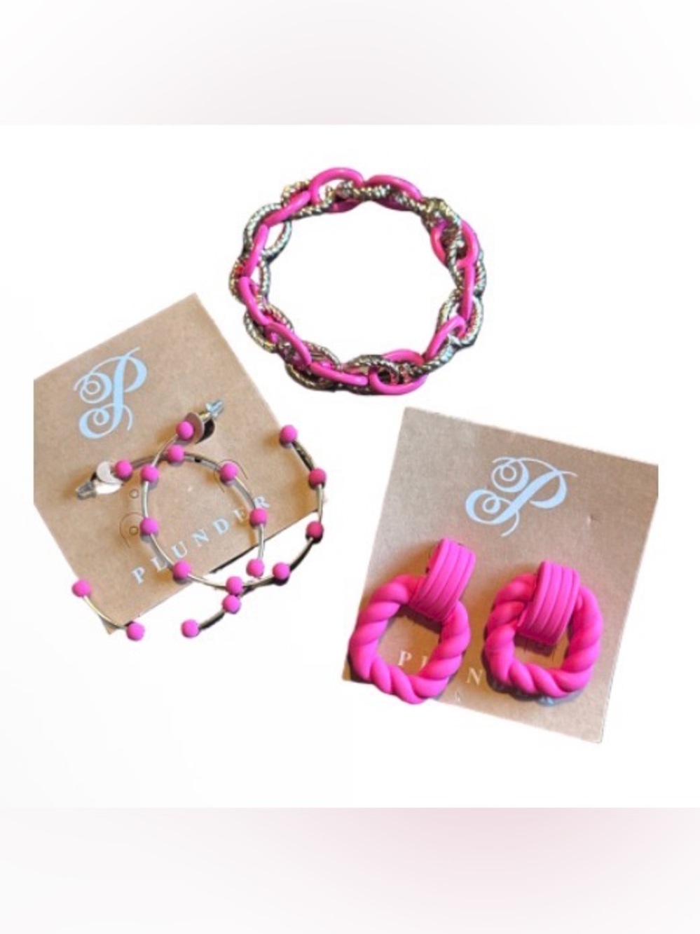 Plunder Hot Pink Bracelet and Earring Set